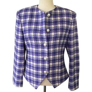 Jos A Banks Vintage purple wool blazer with pearl buttons